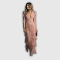 Cara | Elegant Long-Sleeve Fringe Maxi Dress