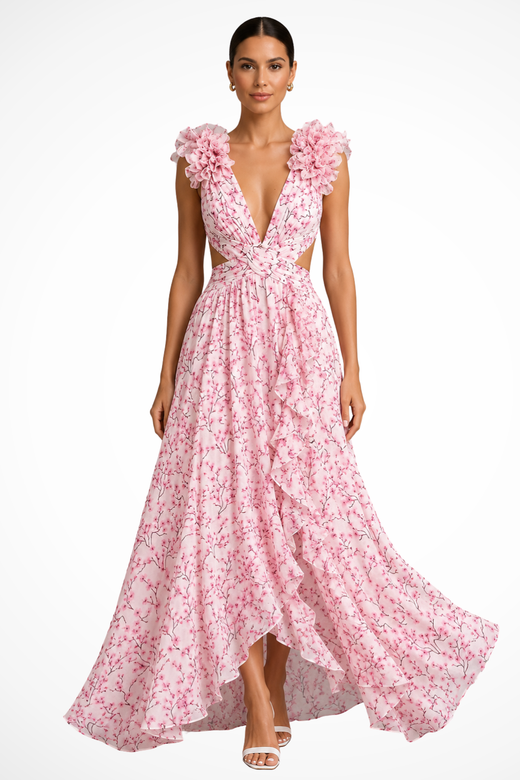 Thea | Floral Ruffle Maxi Dress