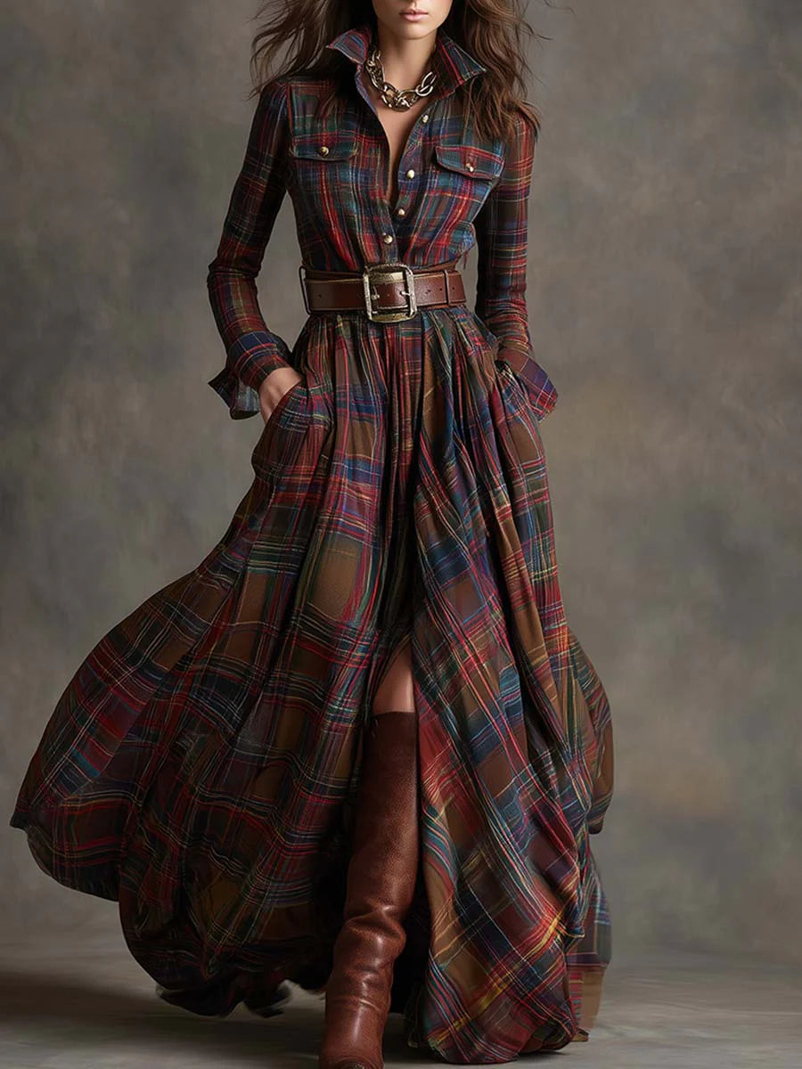 Esme | Vintage Plaid Maxi Dress
