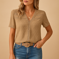 Yara | V-Neck Lace Trim Blouse