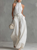 Helena | High Neck Sleeveless Wide Leg