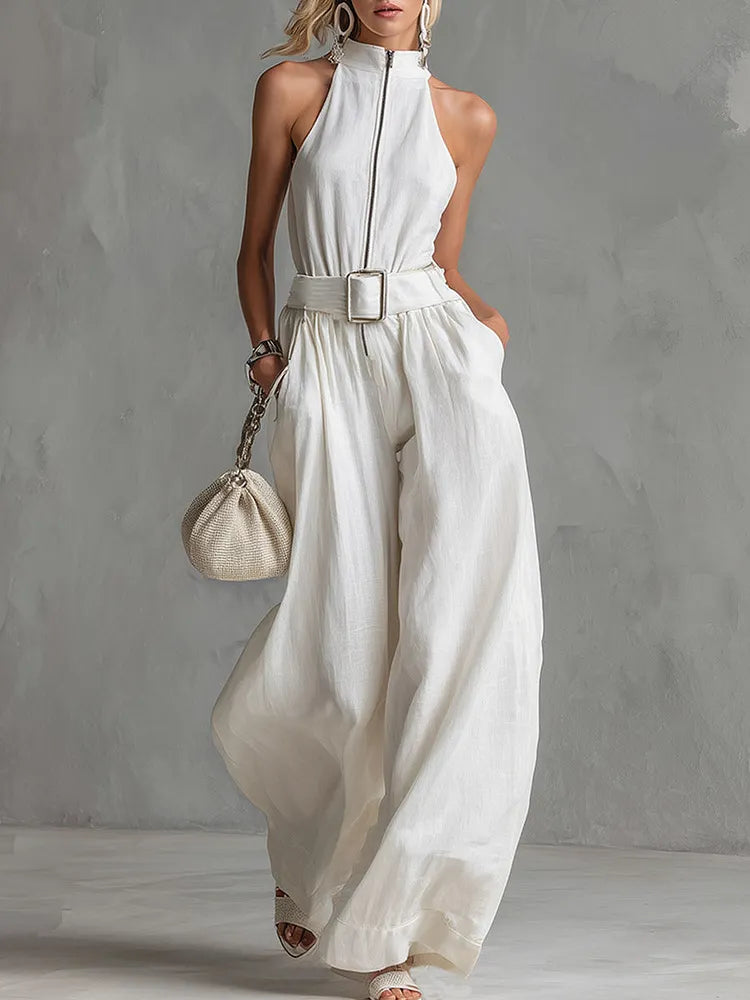 Helena | High Neck Sleeveless Wide Leg