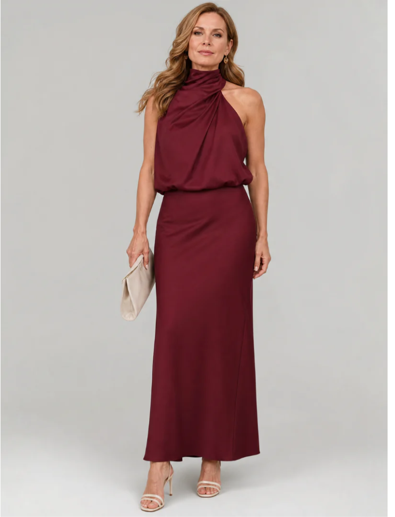 Wren | Sleeveless Draped Neck Midi Dress